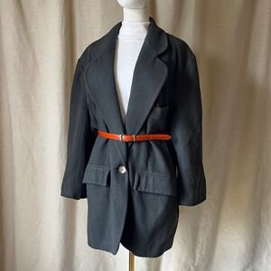 Vintage Andrea USA Wool Boyfriend Blazer in Green Gray w/ Satin Lining L/XL
